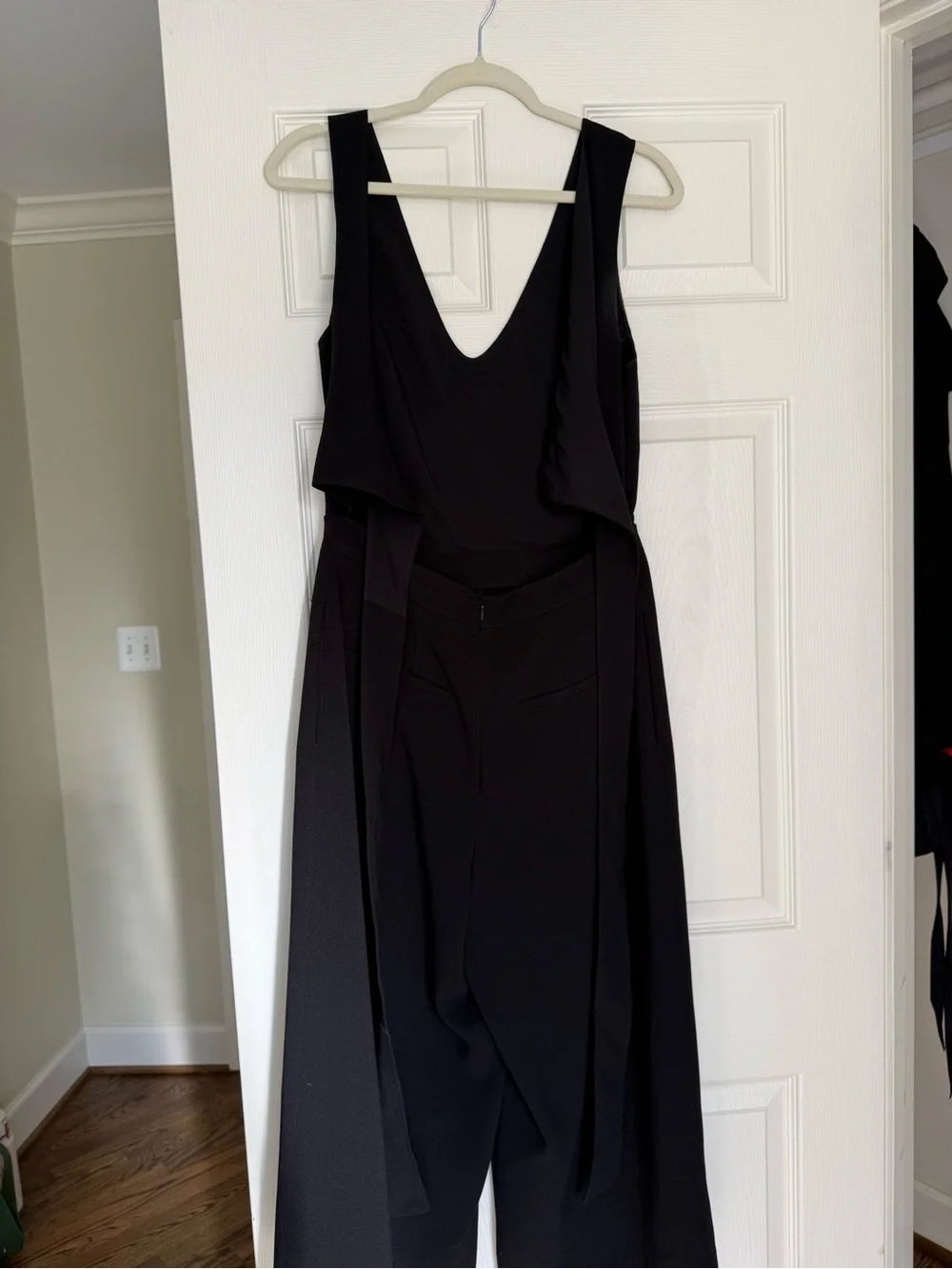 Club Monaco Black V-Neck Wide-Leg Jumpsuit